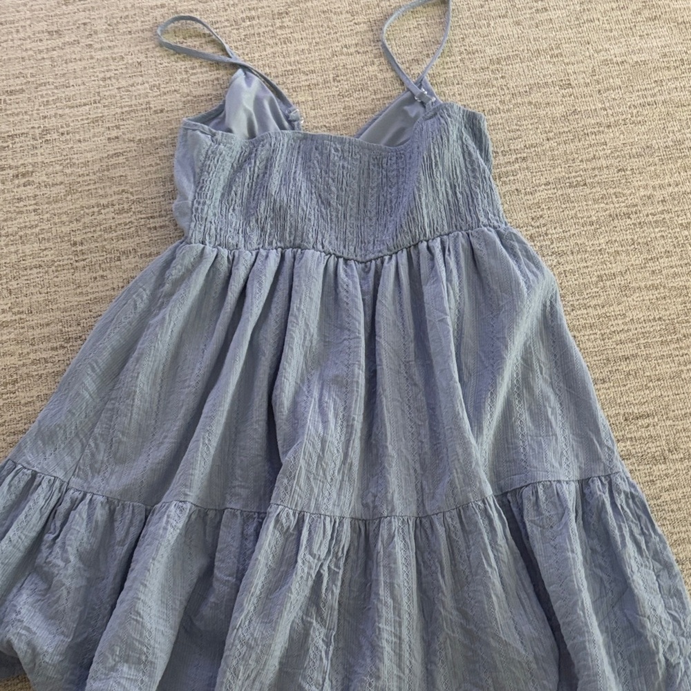 Light Blue Spaghetti-Strap Tiered Spring/Summer Dress. - Picture 2 of 5